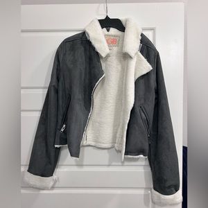 Fur grey and white jacket, worn once!